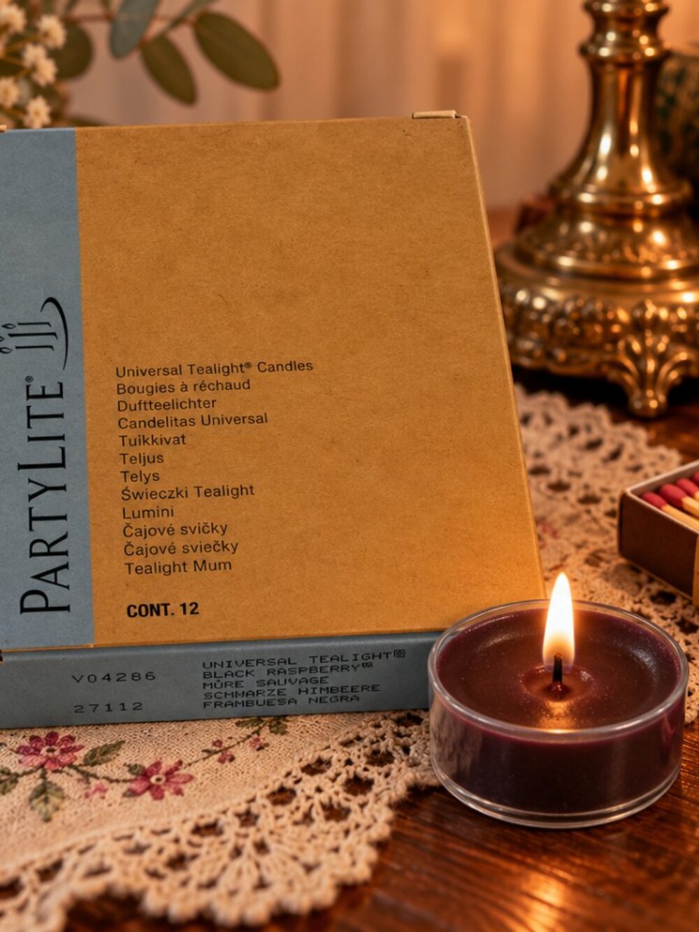 Vintage PartyLite Black Raspberry Universal Tealight Candles V04286 – Box of 12